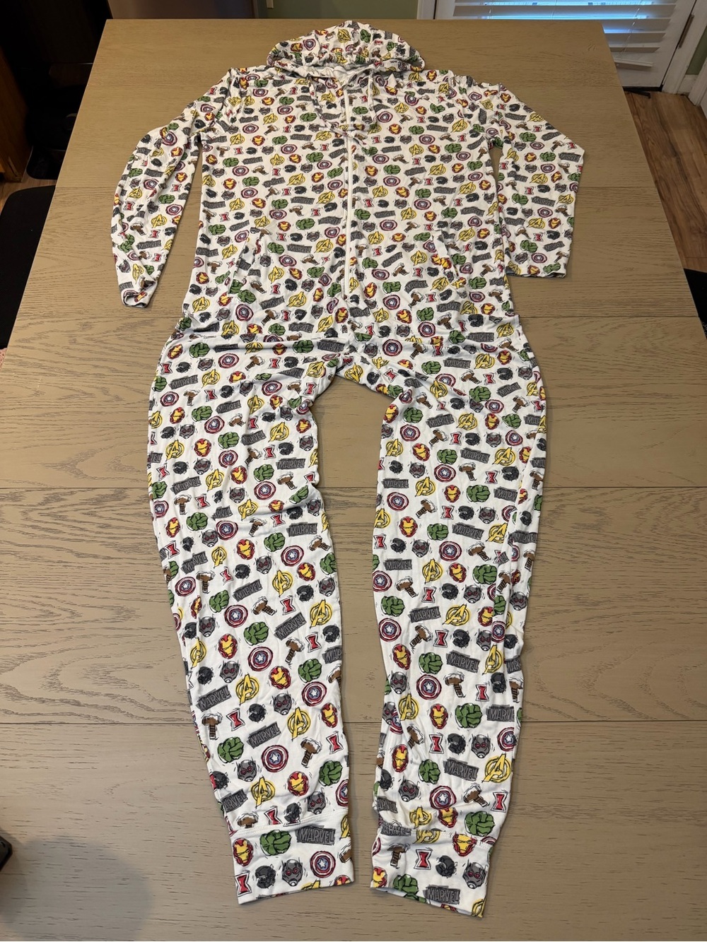 MeUndies Marvel adult onesie pajama lounge one piece M/L with hood